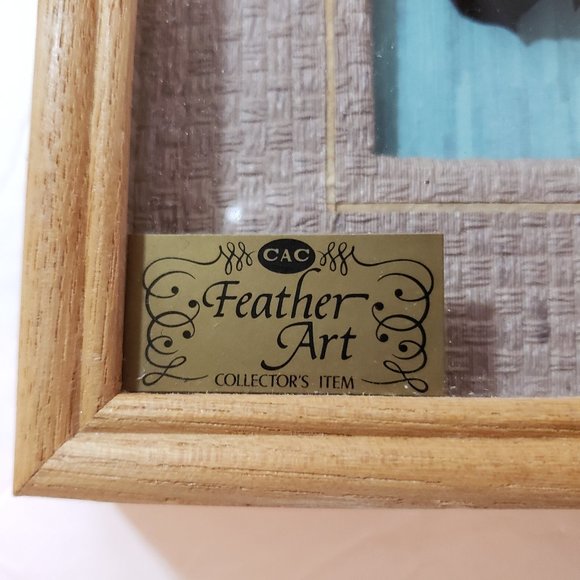 CAC Feather Art 3D Owl Perched on Branch Vintage - Picture 3 of 4